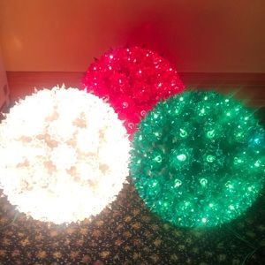 Christmas Sparkling Spheres Indoor/Outdoor Ornaments - White, Red, Green